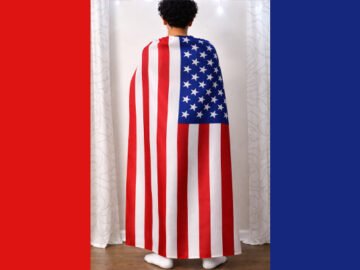 Soccer Fans USA American Flag Cape,  Unisex Sports Fan Costume, Patriotic National Team Support Wear