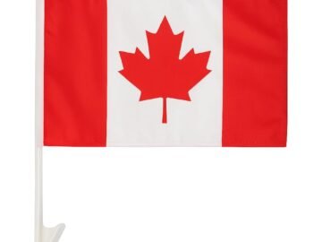 Canada Car Flag, 30x45cm, Clip-On Window Mount, Stars and Stripes Design, Soccer Fans USA, Great for cars and window mounts