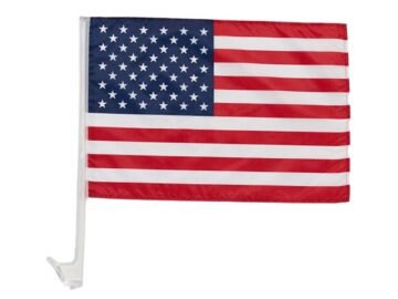 American Car Flag, 30x45cm, Clip-On Window Mount, Stars and Stripes Design, Soccer Fans USA, Great for cars and window mounts