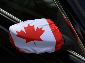 Canada Flag Car Mirror Covers, Universal Fit for Side Mirrors, Patriotic Auto Accessory for Patriotic events, Sports Events, and Parades, Universal Fit, 2 Pack