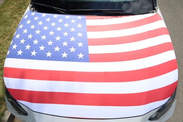 USA Car Bundle, hood cover, mirror sleeves, window flags and mini flag