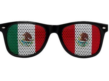 Mexico Sunglasses Patriotic Flag Design, Black Frame