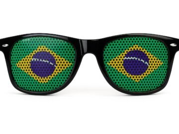 Brazil Sunglasses Patriotic American Flag Design, Black Frame