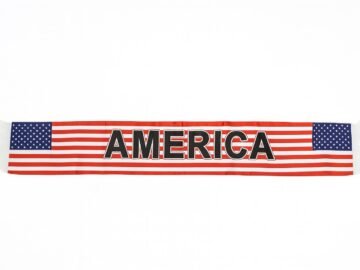 American Flag Scarf, Red White Blue Striped Design with Fringe, Patriotic Fan Wear