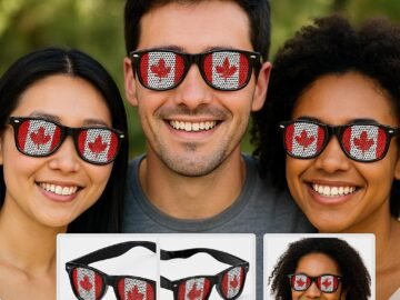 Canada Sunglasses Patriotic Flag Design, Black Frame