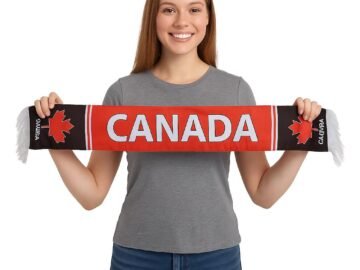 Canada Flag Scarf, Red and White National Design, Patriotic Fan Wear