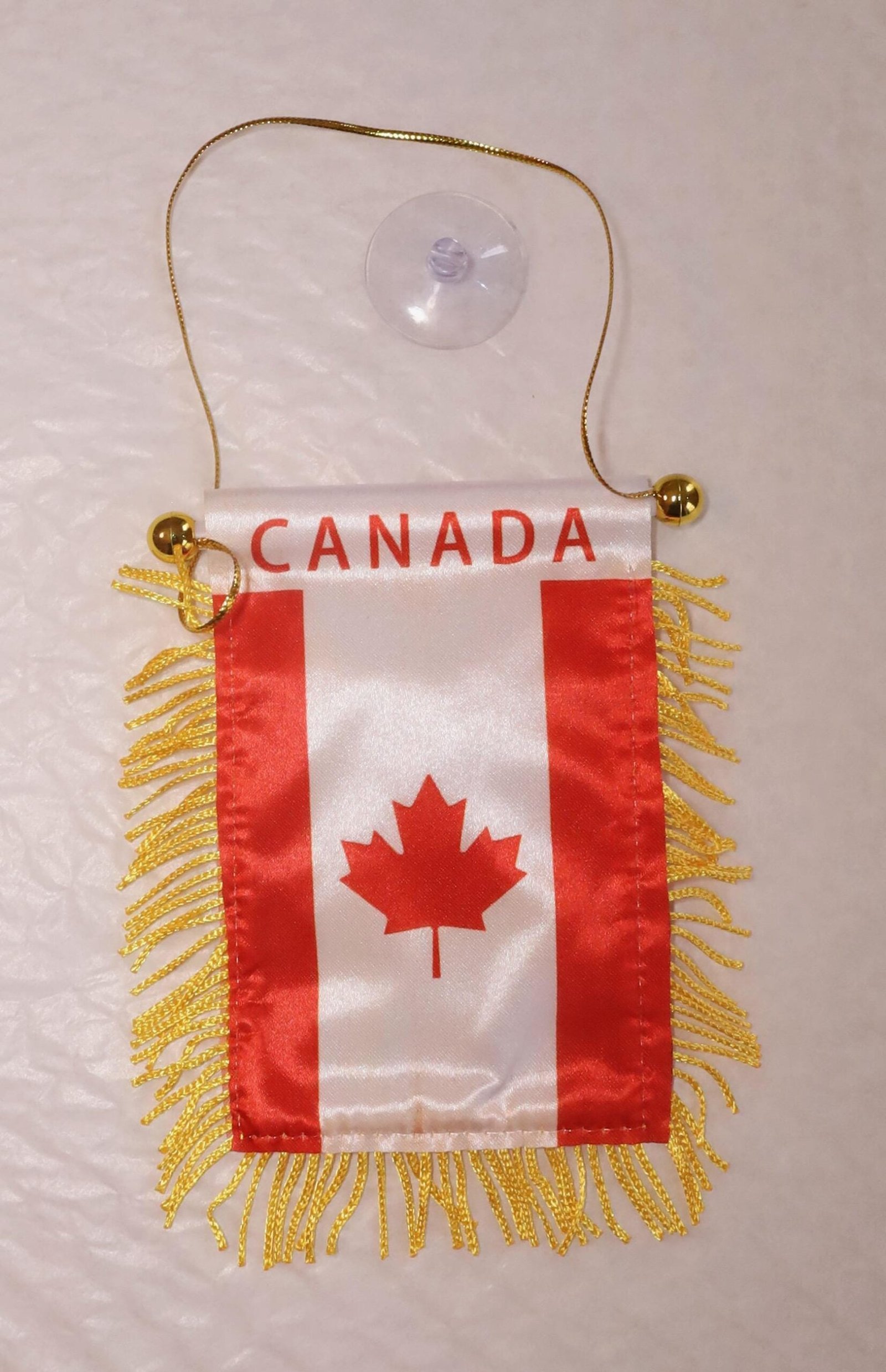 Canada Flag Car Banner, Mini Canada Pennant with Gold Tassels