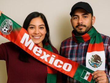 Mexico Flag Scarf, Red, Green and White National Design, Patriotic Fan Wear