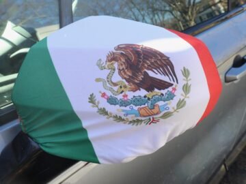 Mexico Car Mirror Cover Flag Wrap – | Vehicle Fan Accessory | National Team Support | Fits Most Sedans/SUVs